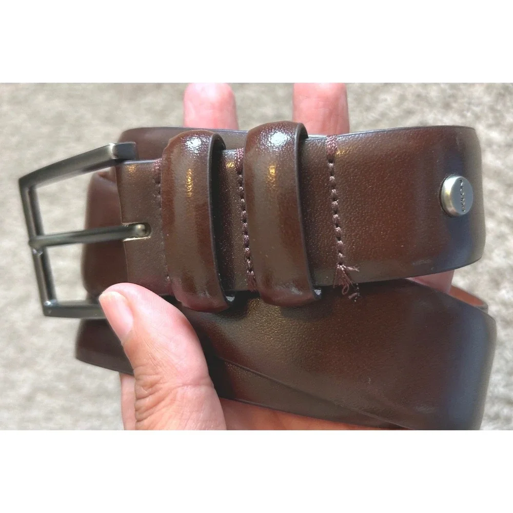 Boconi Men's Brown Leather Made Nashville Brown Genuine Leather Belt Size 36